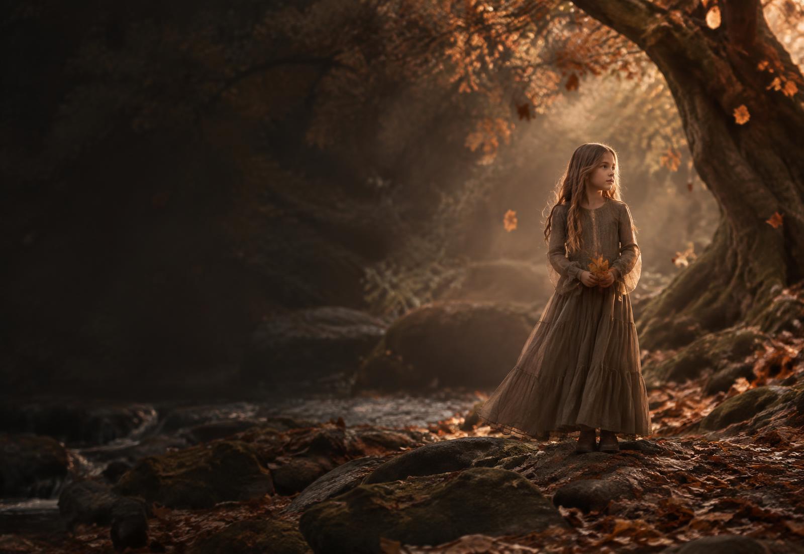 Escena fotográfica cinematográfica en un bosque